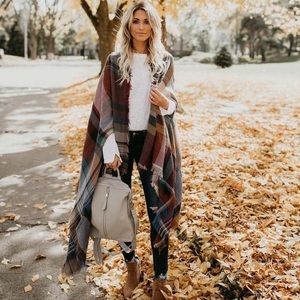 Vici Autumn Air Plaid Pocketed Ruana
